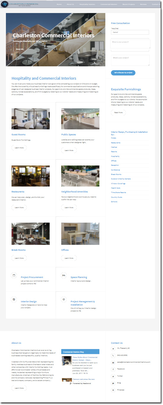 Charleston Commercial Interiors Website- Desktop version tall
